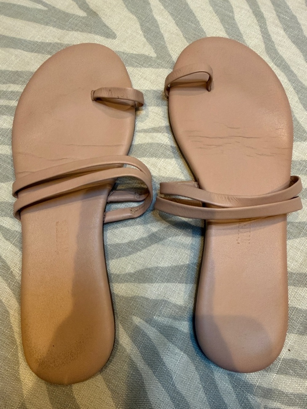 TKEES Nude Blush Double-Strap Toe-Loop Sandals